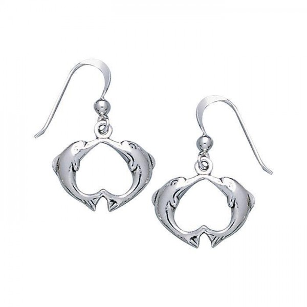 Dolphins Sterling Silver Hook Earring