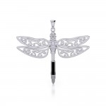 The Celtic Dragonfly with Inlay Stone Silver Pendant