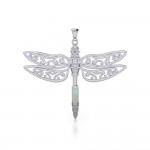 The Celtic Dragonfly with Inlay Stone Silver Pendant