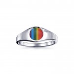 Rainbow Circle Silver Signet Ring