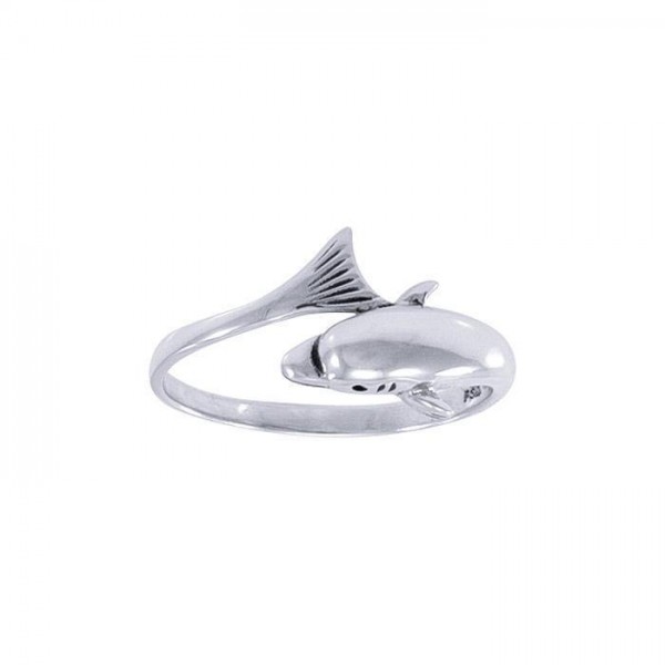 Dolphin Wrap Silver Ring