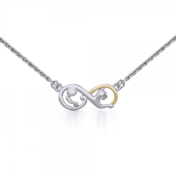 Infinity Cat Silver and Gold Necklace