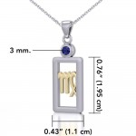 Virgo Zodiac Sign Silver and Gold Pendant with Sapphire and Chain Jewelry Set