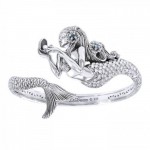 She hold the mystic ~ Sea Mermaid Sterling Silver Cuff Bracelet with Gemstone