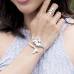 Elle tient le mystique ~ Sea Mermaid Sterling Silver Cuff Bracelet avec Gemstone