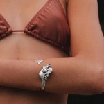 Elle tient le mystique ~ Sea Mermaid Sterling Silver Cuff Bracelet avec Gemstone