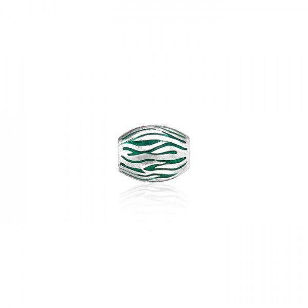 Oval Waves Silver Bead with Enamel Accents