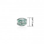 Oval Waves Silver Bead with Enamel Accents