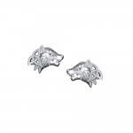 Wolves with Celtic Silver Post Earrings