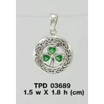 Sweet luck and happiness ~ Sterling Silver Jewelry Shamrock Pendant