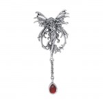 Fire Element Fairy Silver Pendant with Dangling Gem by Amy Brown