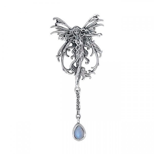 Fire Element Fairy Silver Pendant with Dangling Gem by Amy Brown