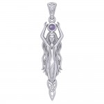 Goddess Brigid Silver pendant with Gem