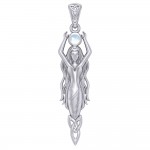 Goddess Brigid Silver pendant with Gem