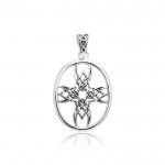 Celtic Knotwork Tribal Cross Silver Pendant