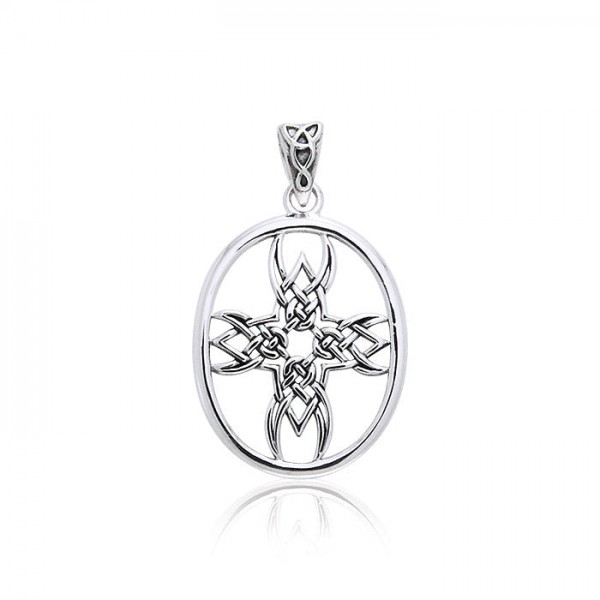 Celtic Knotwork Tribal Cross Silver Pendant