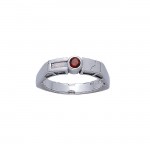 Modern Band Ring with Round Gemstone
