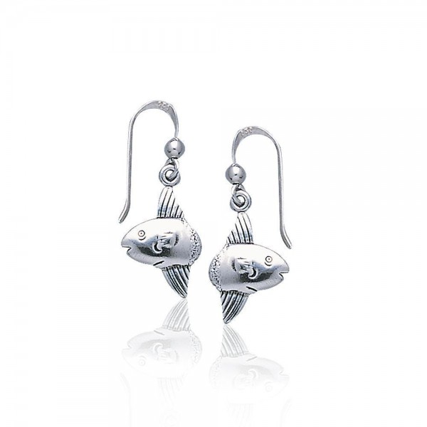The most docile Sunfish in the deep blue sea ~ Sterling Silver Jewelry Hook Earrings