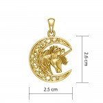 Unicorn with Celtic Crescent Moon Solid Gold Pendant