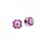 Colored Flower Silver Bead