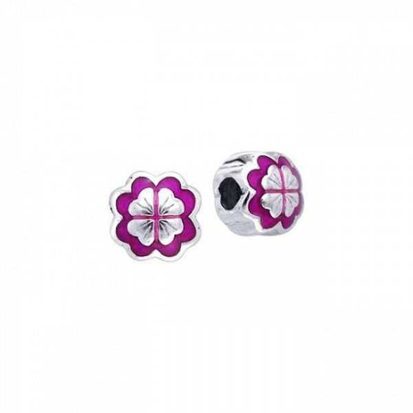 Colored Flower Silver Bead