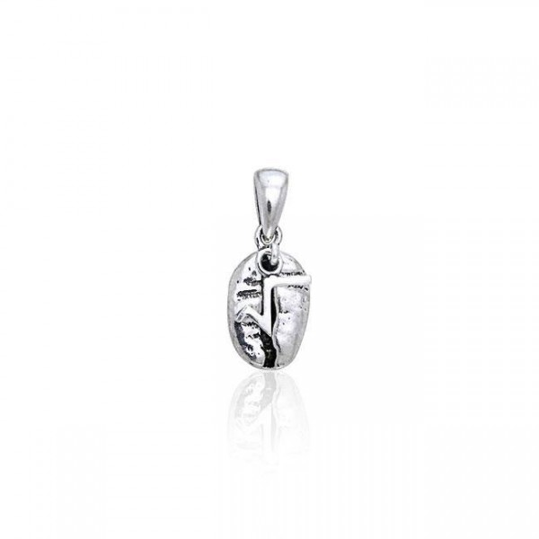 Square Root Coffee Bean Silver Pendant