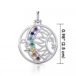 Sun and Moon Silver Pendant with Chakra Gemstone