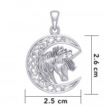 Unicorn with Celtic Crescent Moon Silver Pendant