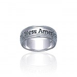 God Bless America Silver Band Ring
