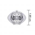 Round Tetragram Energy Symbol Silver Medallion Ring
