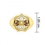 Round Tetragram Energy Symbol Gold Vermeil Plate on Silver Medallion Ring