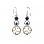 Black Magic Stacked Circle Silver & Gold Earrings