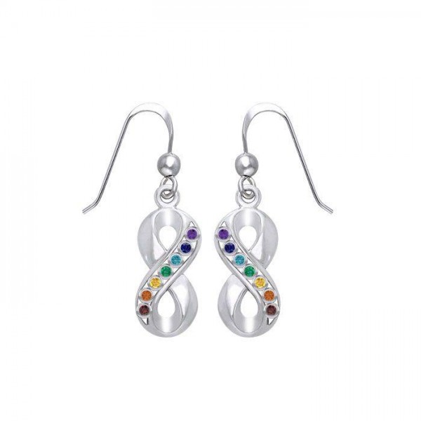 Infinity Silver Earrings with Chakra Gemstone TER1790-Mix  Gemstone