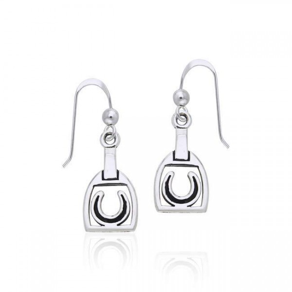 Horseshoe Stirrup Silver Earrings