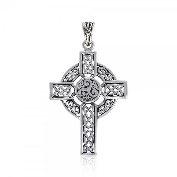 Croix celtique avec pendentif en argent triskele moyen