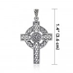 Celtic Cross with Middle Triskele Silver Pendant