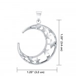 A Glimpse of the Crescent Moon and Stars Silver Pendant