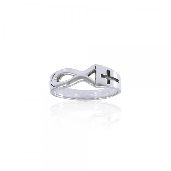 Cross Fish Silver Ring