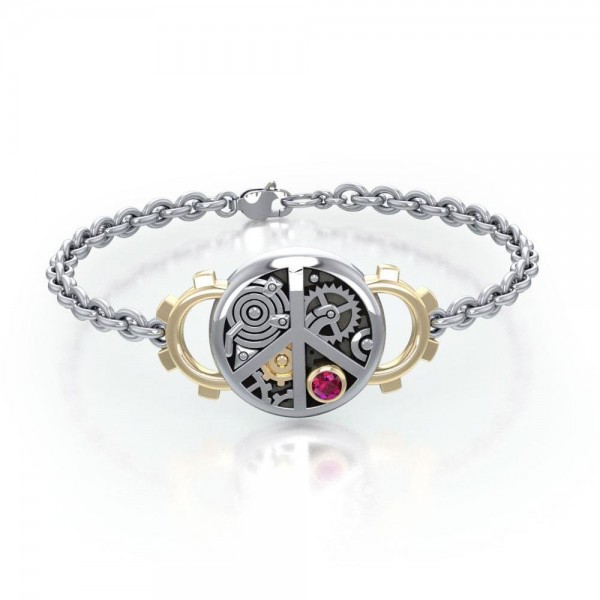 Peace Steampunk Silver and Gold Accent