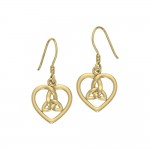 Celtic Heart Trinity Knot Solid Gold Earrings