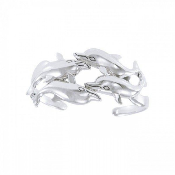 Dolphins Sterling Silver cuff Bracelet