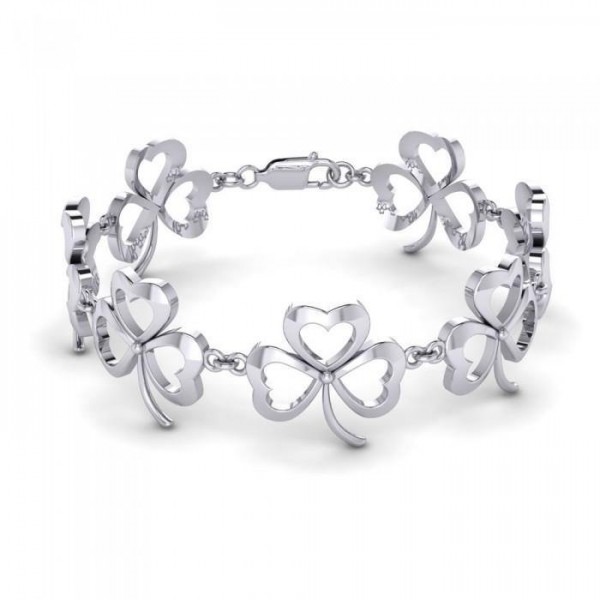 Allured with the shamrock presence ~ Sterling Silver Jewelry Link bracelet