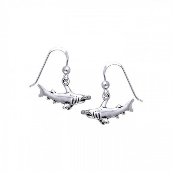Fierce and courage ~ Sterling Silver Jewelry Hammerhead Shark Hook Earrings