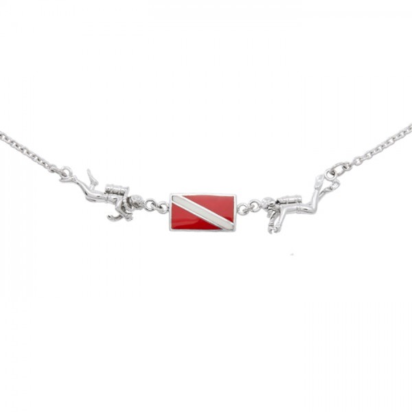 Divers holding their pride ~ Sterling Silver Jewelry Dive Flag Necklace
