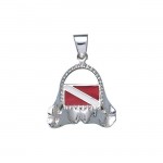 Shark Jaw with Dive Flag Silver Pendant
