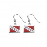 Maui Island Dive Flag and Dive Equipment Silver Hook Earrings