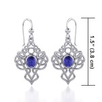 True Celtic pride ~ Sterling Silver Jewelry Scottish Thistle Hook Earrings with a Sparkling Gemstone