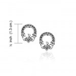 Irish Claddagh Silver Post Earrings with Marcasite