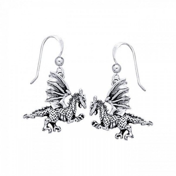 Silver Clawing Dragon Earrings