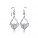 Celtic Knotwork Silver Earrings with Heart Gemstone